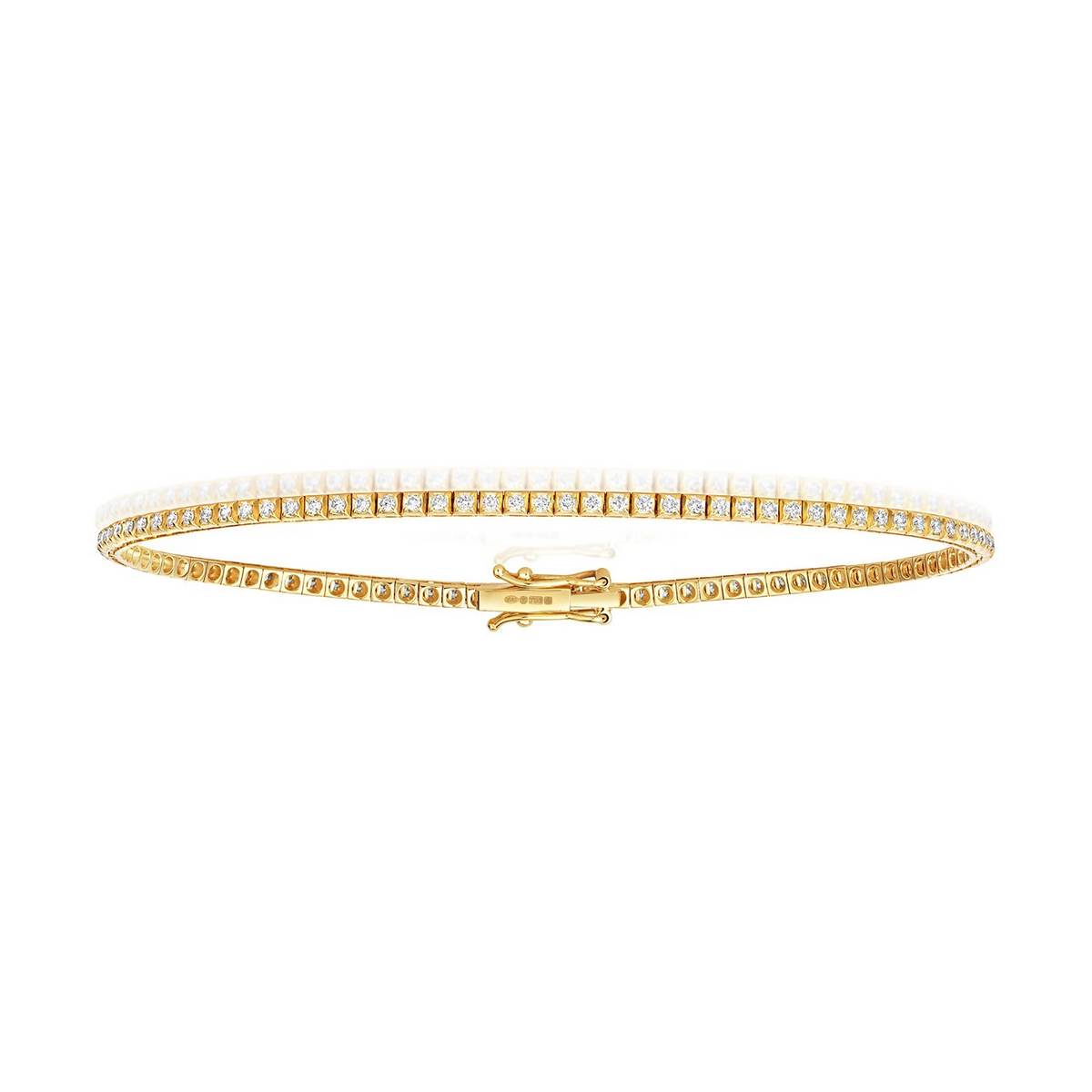 Natural Diamond 18ct Yellow Gold Tennis Bracelet 375 Hallmarked British Made