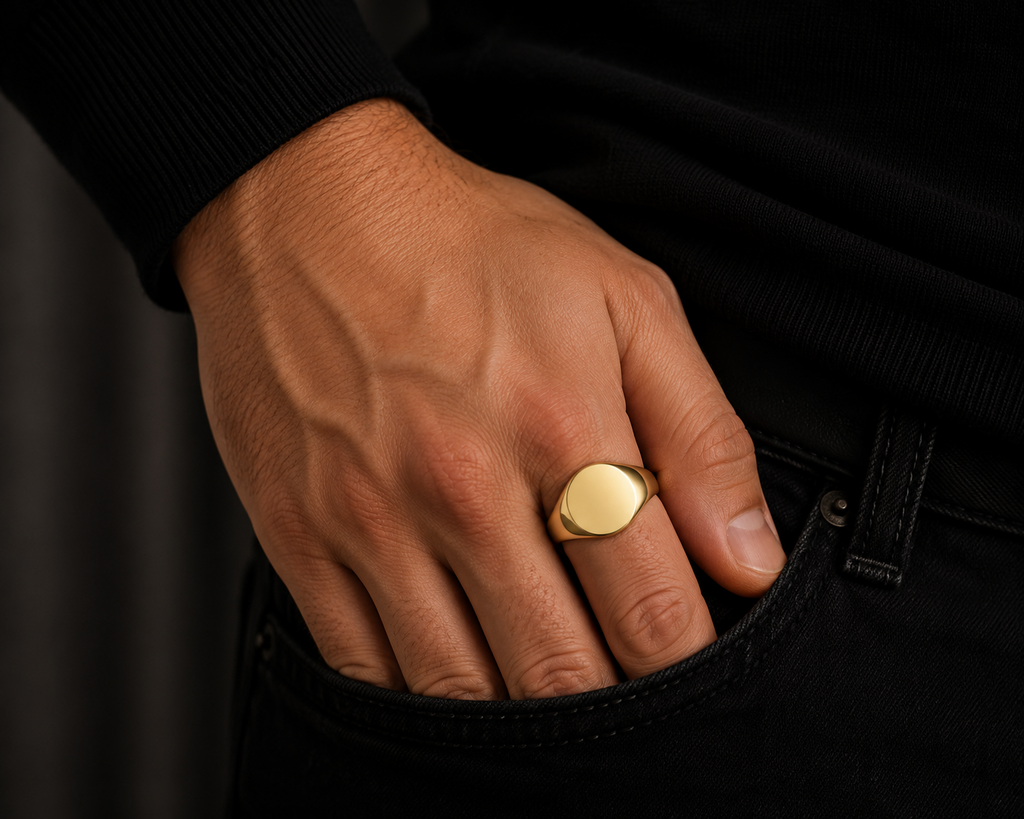 Heavy Mens 9ct Yellow Gold Signet Ring 375 Hallmarked British Made Size K - Z