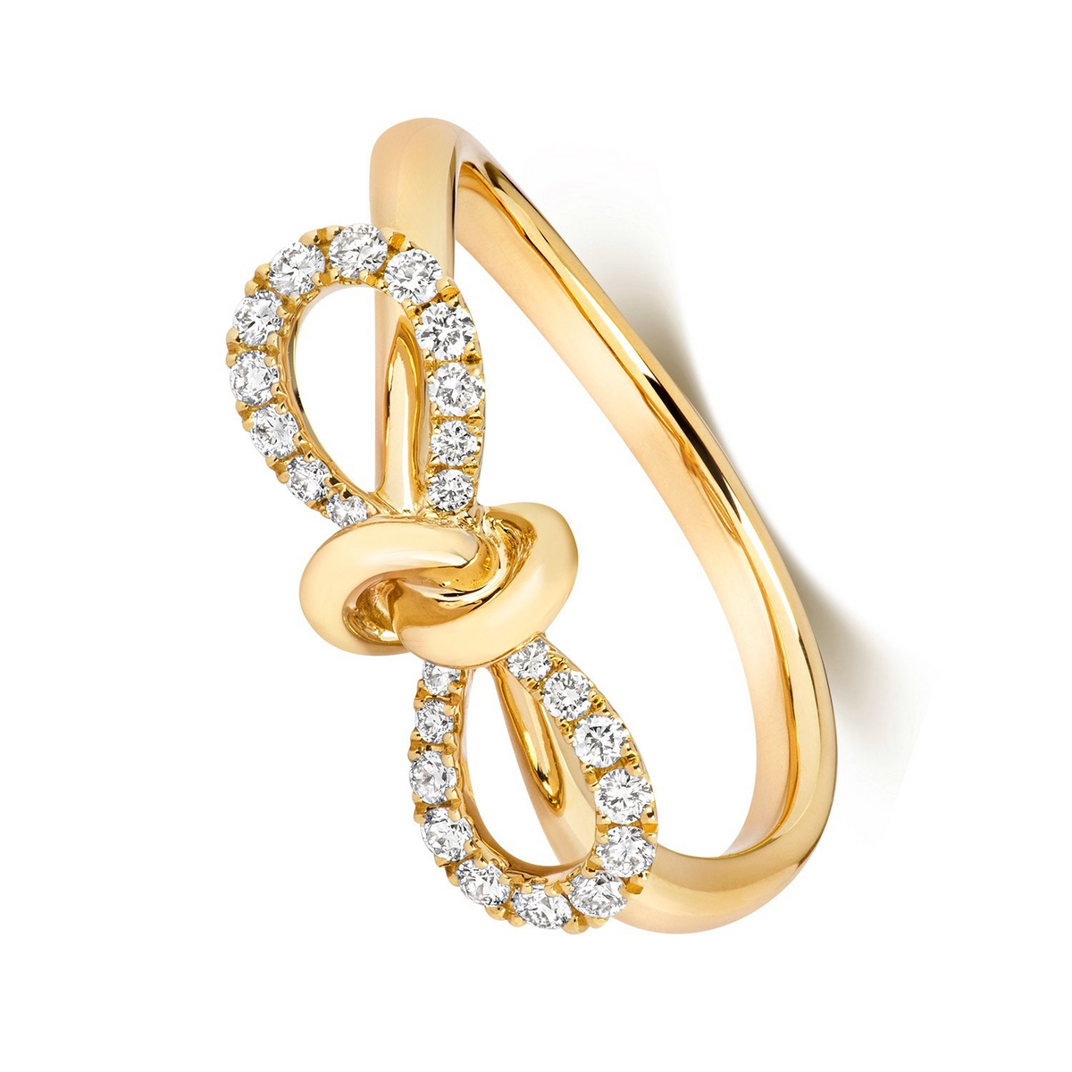 24 Natural Diamond Bow Ring 18ct Yellow Gold Hallmarked Sizes J - Q