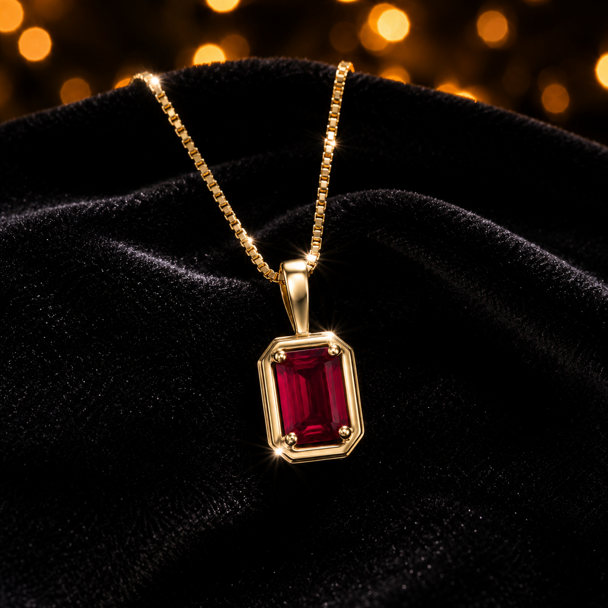 Solitaire Octagon Ruby Pendant Yellow Gold 375 Hallmarked British Made