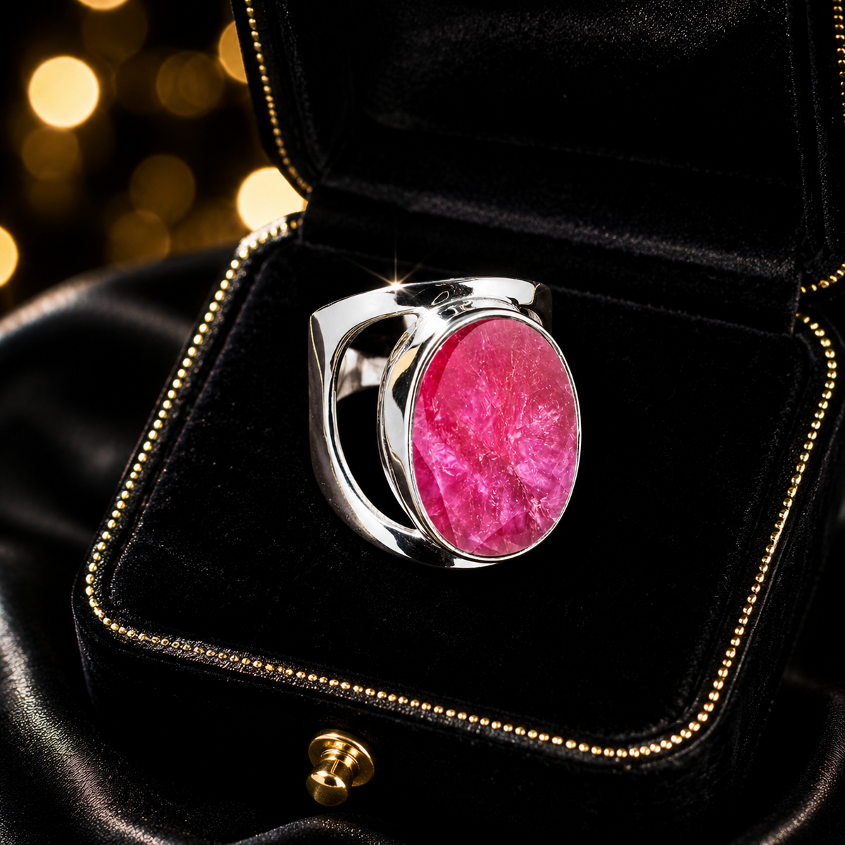 Oval Ruby Quartz Ring Sterling Silver 925 Hallmarked British Made Size K - T