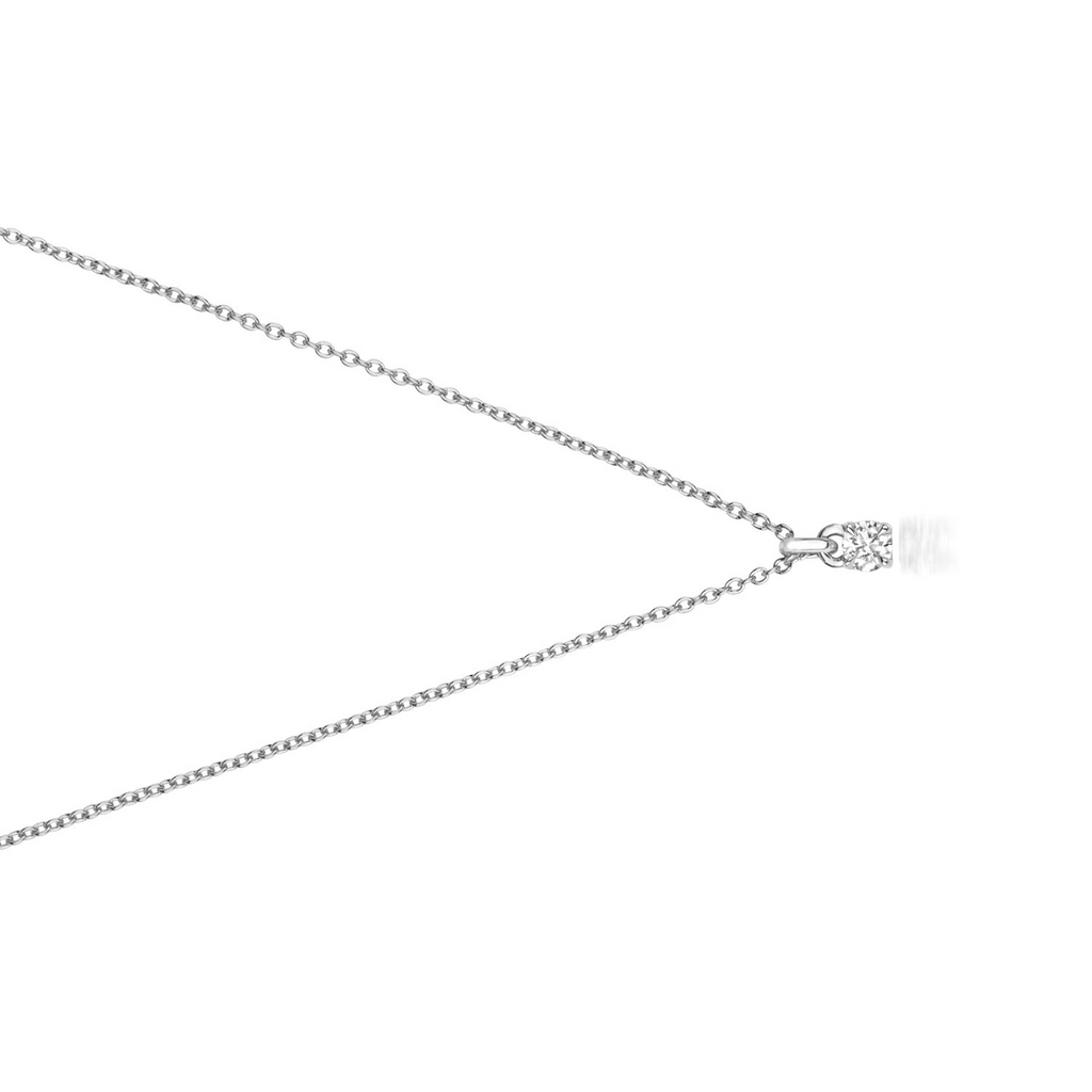 1 Natural Diamond 4 Claw Necklace 18ct White Gold Hallmarked British Made