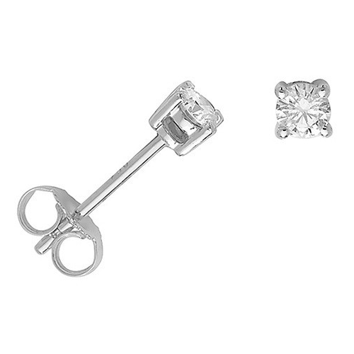 Natural Diamond Stud Solitaire Earrings 18ct White Gold Hallmarked British Made