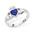 Sterling Silver Sapphire Ring Claddagh September Stone 925 Hallmarked Size J - R