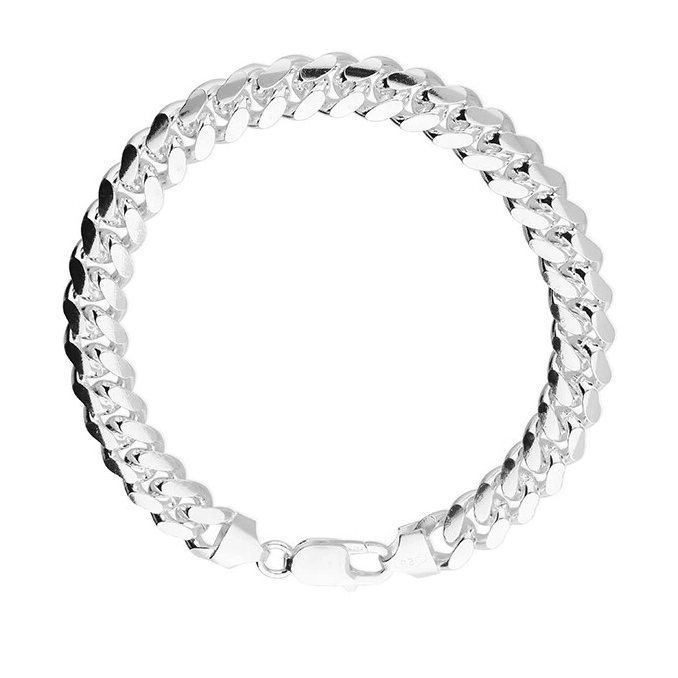Heavy Gents Solid Sterling Silver Curb Bracelet British Made 925 Hallmarked