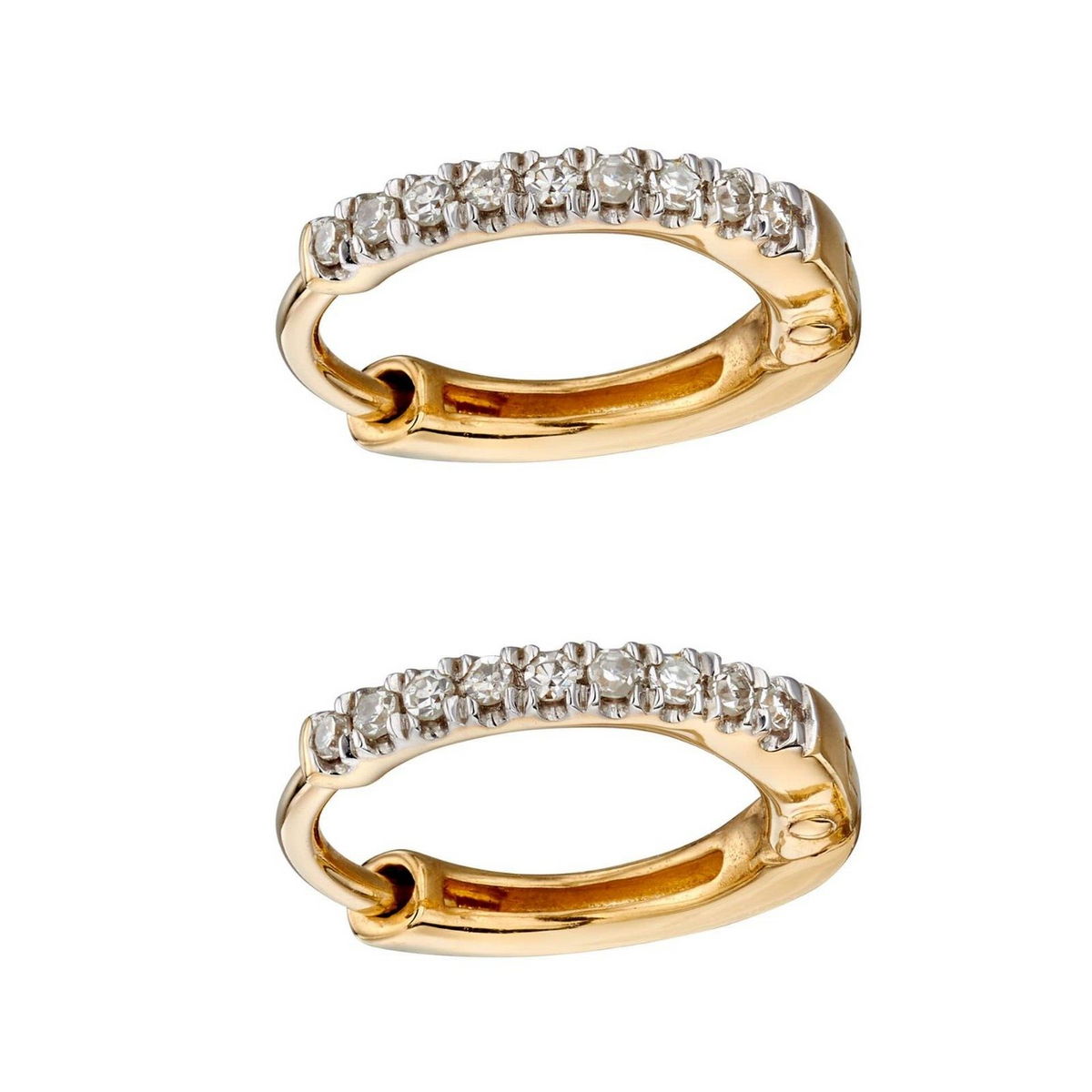 Pave Diamond Hoop Earrings 9ct Yellow Gold 375 Hallmarked British Made