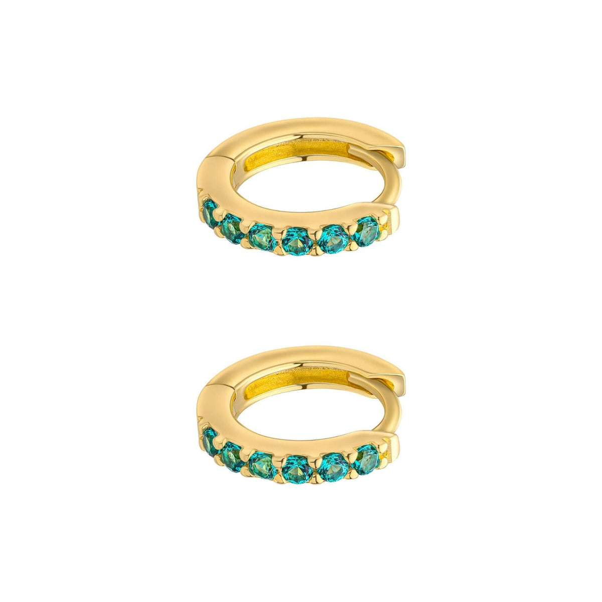 Emerald Hoop Earrings 9ct Yellow Gold Plated Hallmarked Brand New Boxed