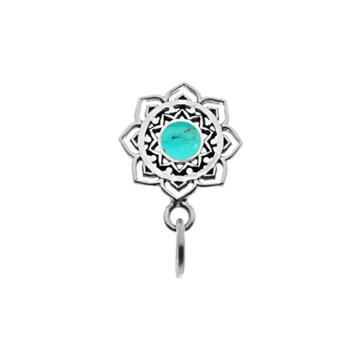 Turquoise Mandala Pendant Sterling Silver Hallmarked All Chain Lengths Brand New