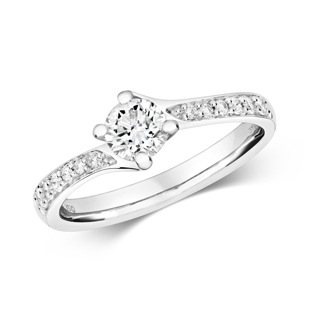 13 Natural Diamond Set Shoulders Ring 18ct White Gold Hallmarked Sizes J - Q