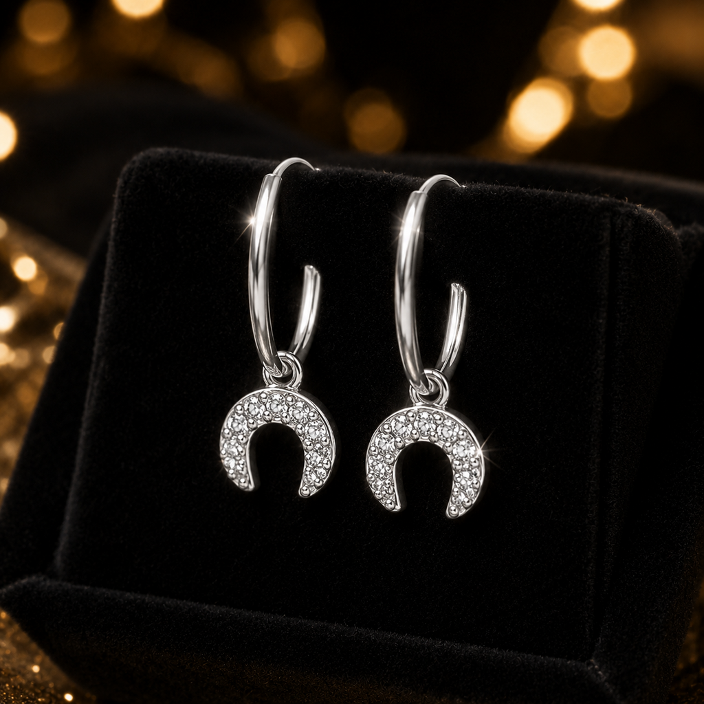 15mm Moon Hoop Earrings Sterling Silver 925 Hallmarked Brand New Boxed