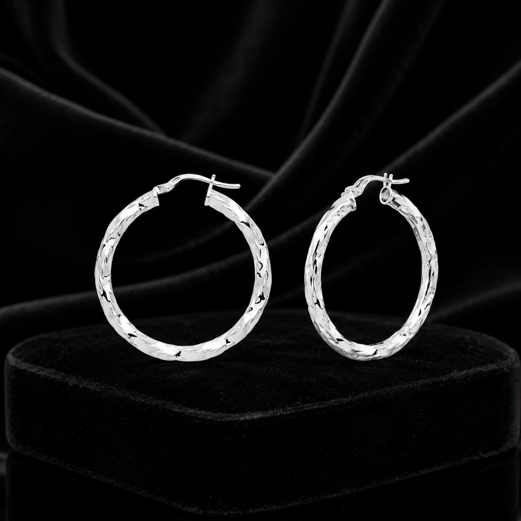 Hinged DC Sterling Silver Hoops 925 Hallmarked 10mm - 60mm Diameter