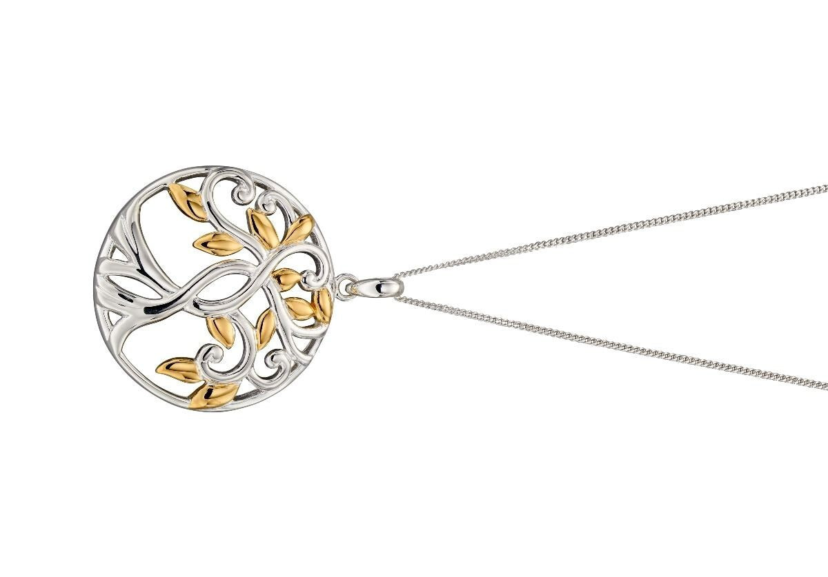 Tree Of Life Pendant 9ct Yellow Gold Plated Hallmarked All Chain Lengths