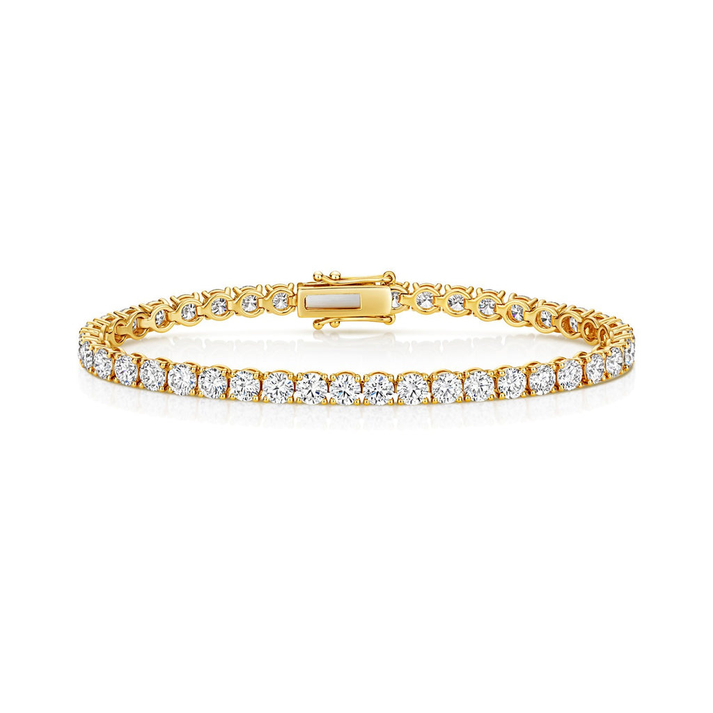 Lab Grown Diamond 18ct Yellow Gold Tennis Bracelet Hallmarked British Made