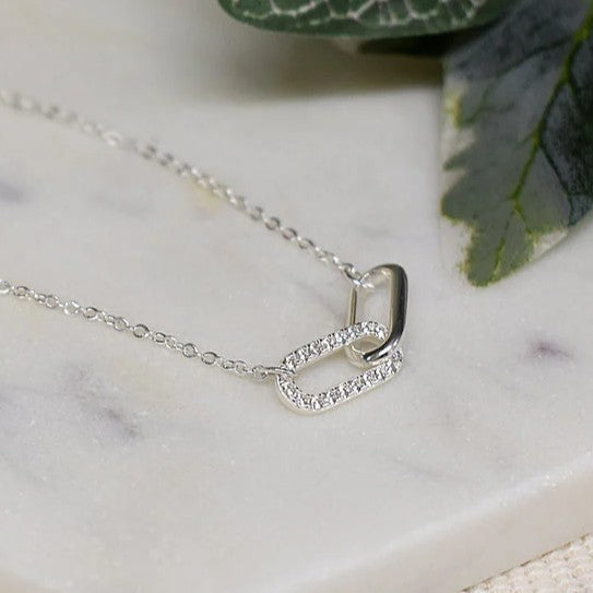 Intertwined Oval Loop Necklace Solid Sterling Silver 925 Hallmarked British Made