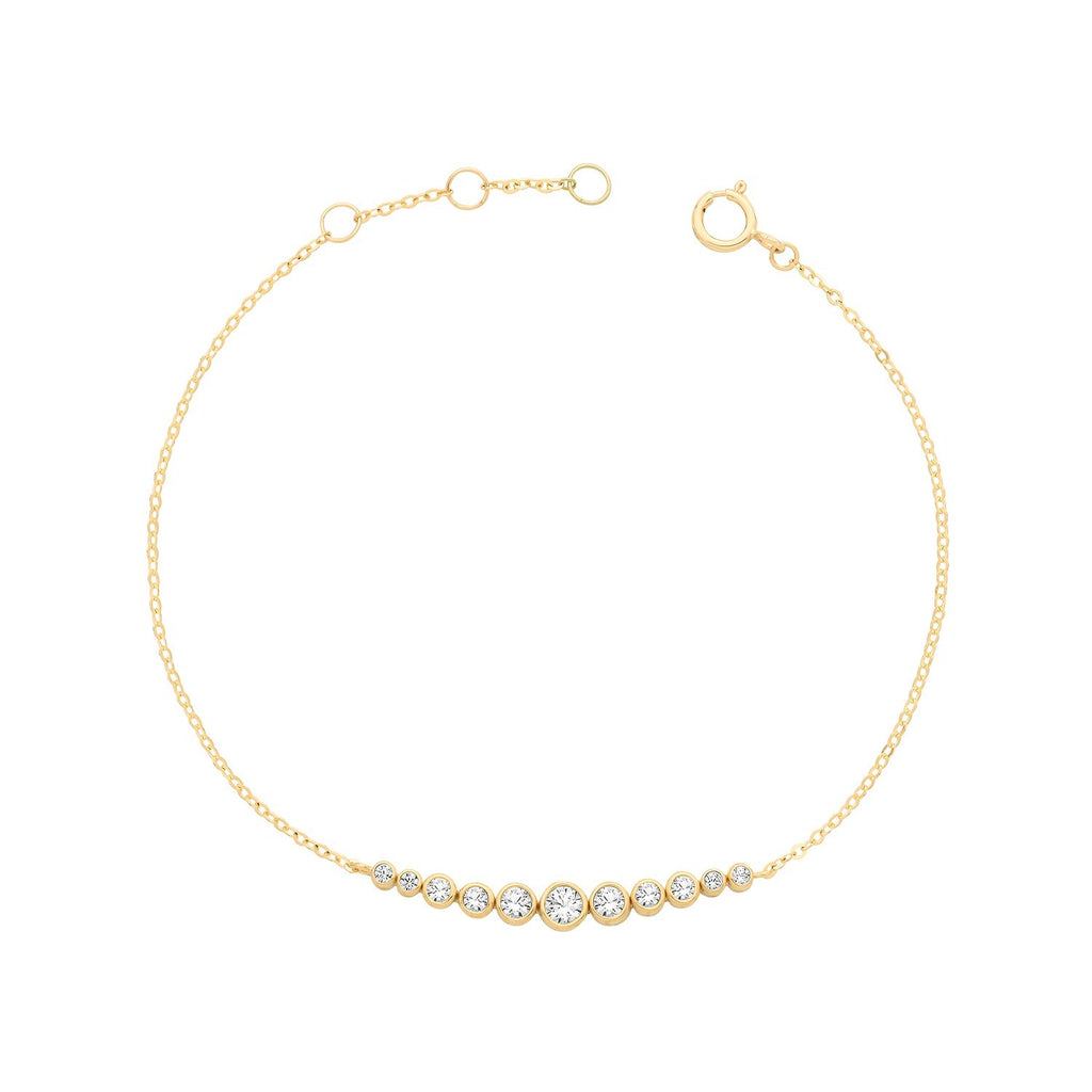 Ladies Graduated Bezel Bracelet 9ct Yellow Gold 375 Hallmarked British Made
