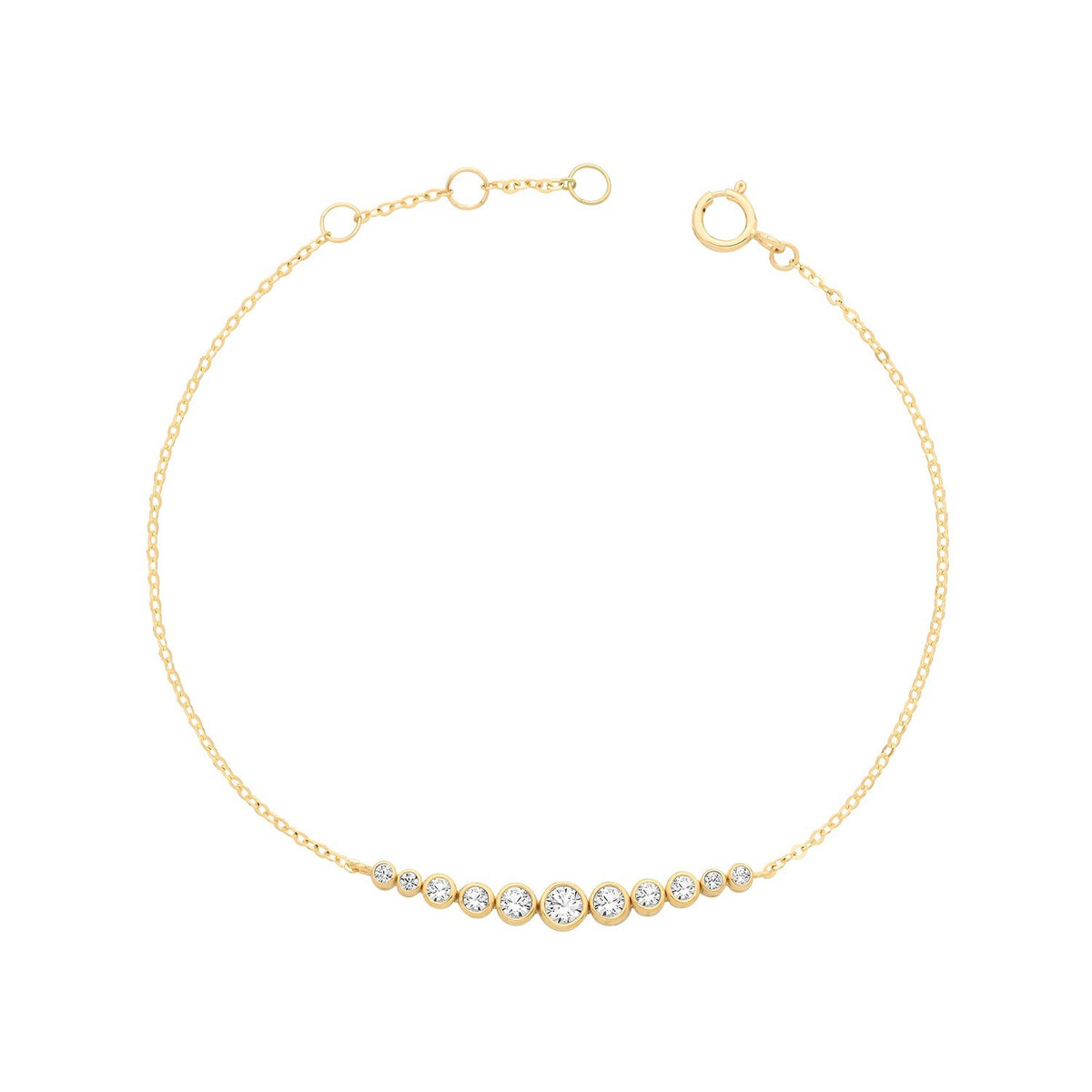 Ladies Graduated Bezel Bracelet 9ct Yellow Gold 375 Hallmarked British Made