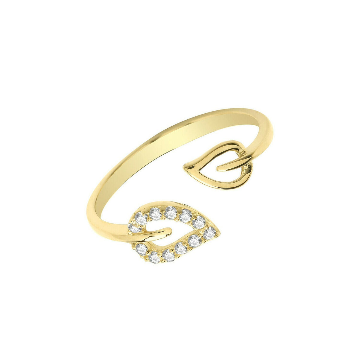 Gemstone Leaf Wrap Ring 9ct Yellow Gold Hallmarked Sizes J - R British Made