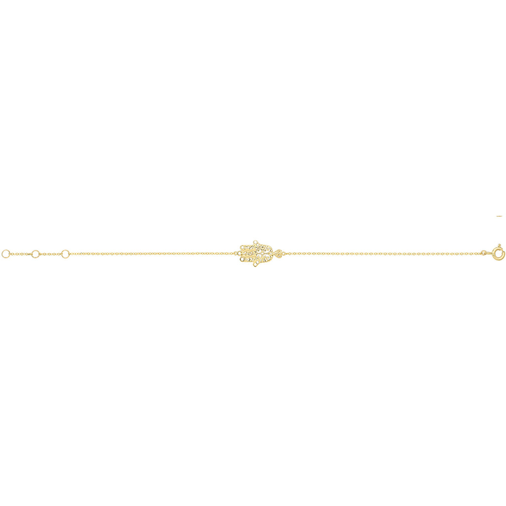 Ladies Filigree Hamsa Bracelet 9ct Yellow Gold 375 Hallmarked British Made 