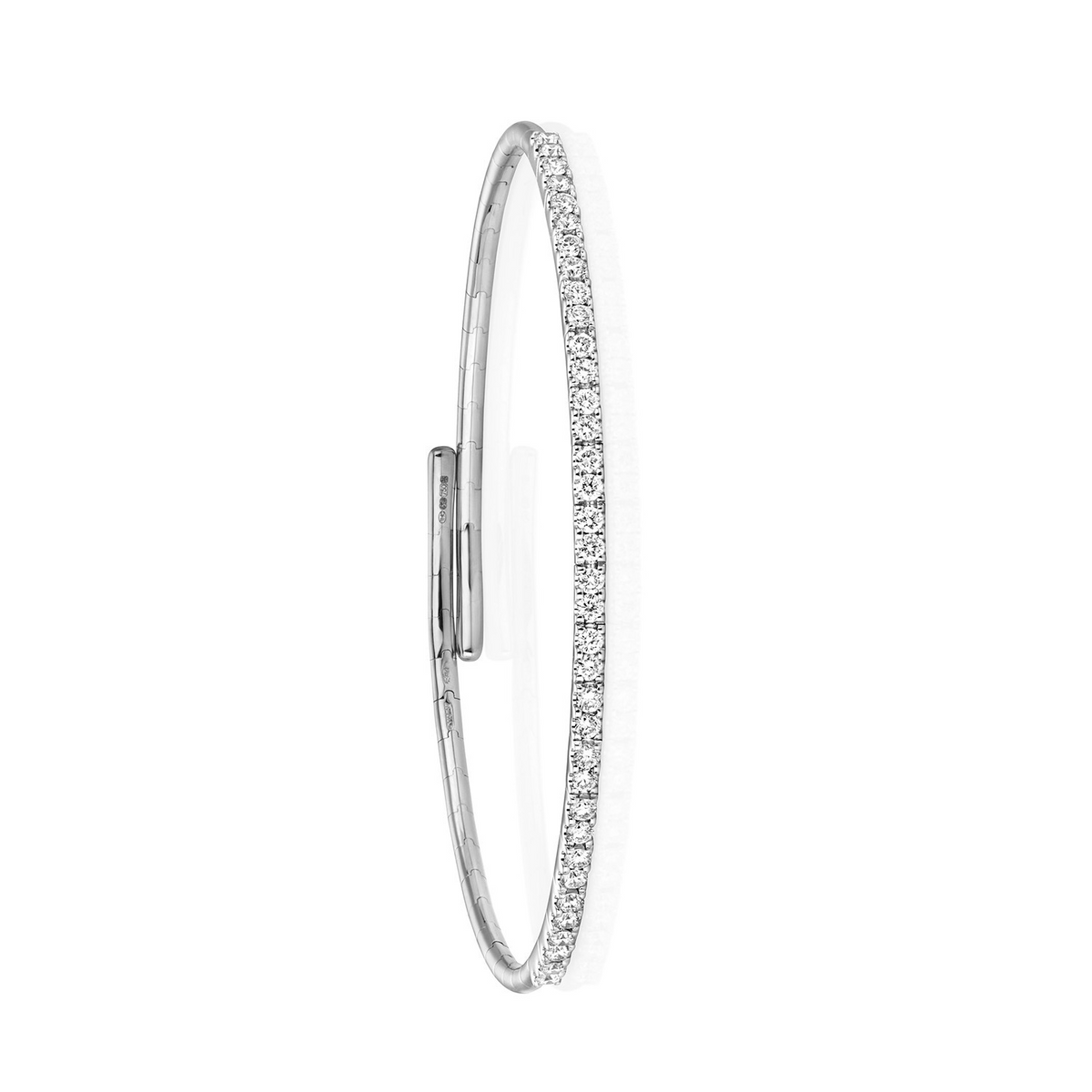 36 Natural Diamond 18ct White Gold Flexible Bangle 375 Hallmarked British Made