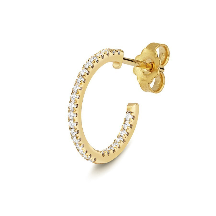 12mm Natural Diamond Hoop Earrings 18ct Yellow Gold Hallmarked British Made