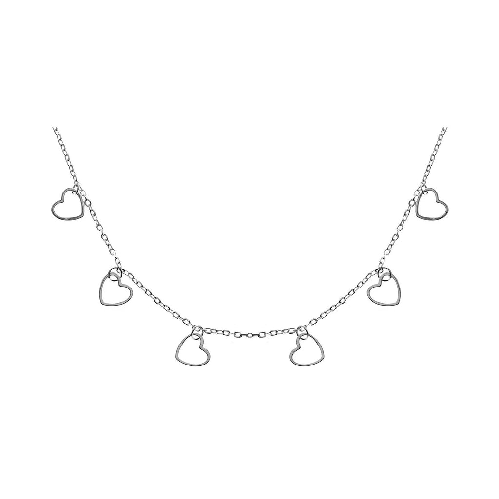 6 Open Heart Necklace Solid Sterling Silver 925 Hallmarked British Made