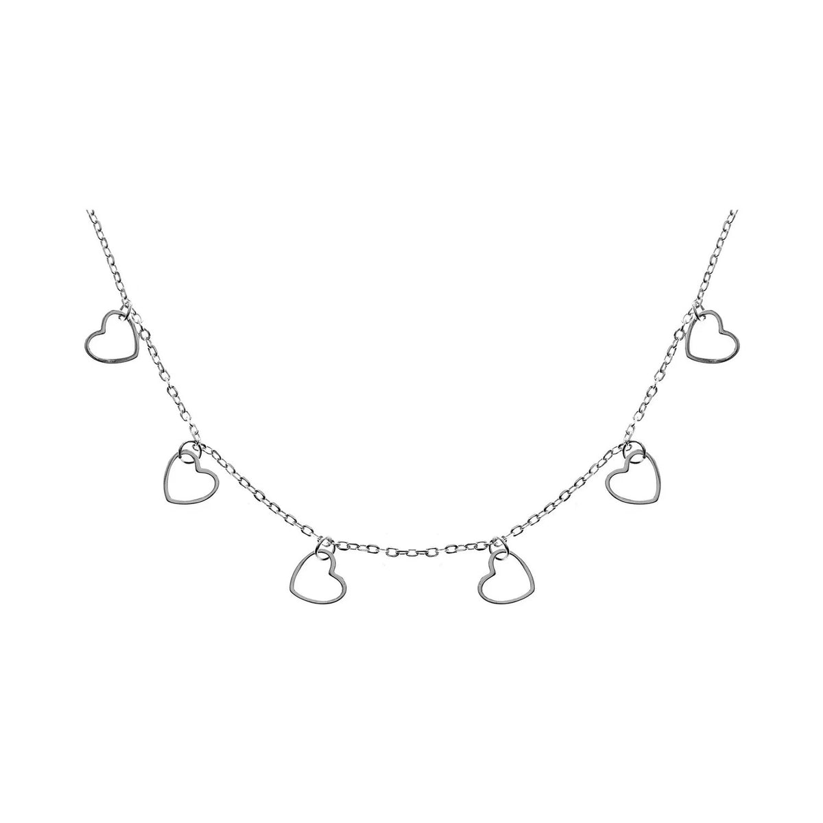 6 Open Heart Necklace Solid Sterling Silver 925 Hallmarked British Made