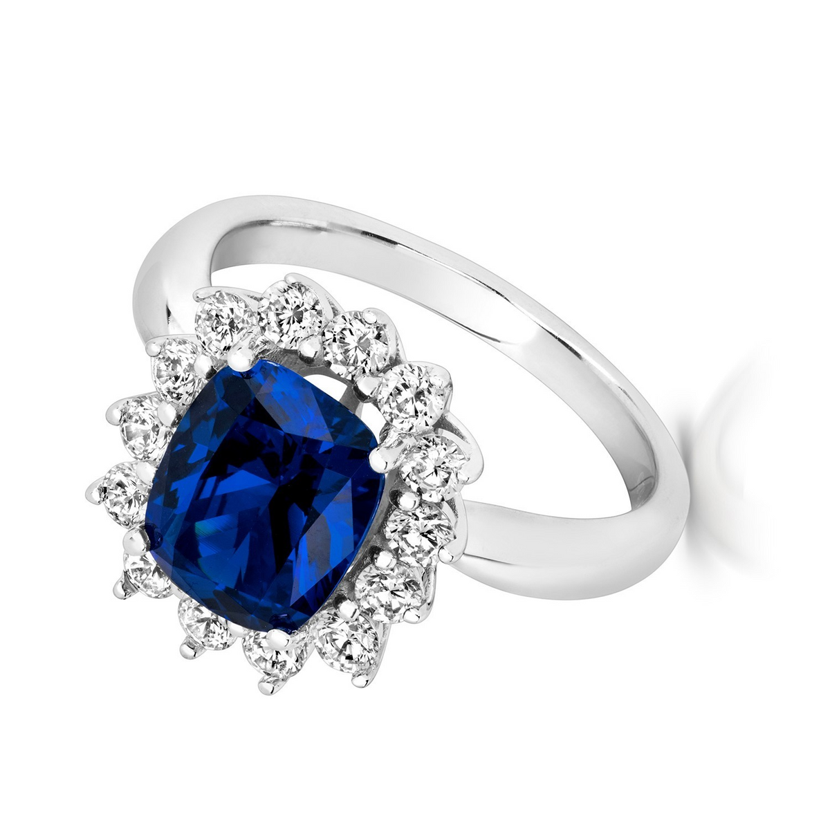 Rectangular Sapphire Ring Sterling Silver 925 Hallmark Sizes I - P British Made
