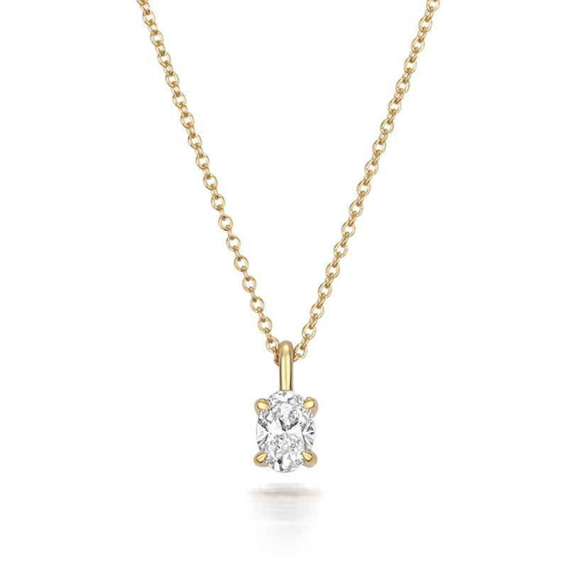 1 Natural Diamond Oval Cut Necklace 18ct Yelllow Gold Hallmarked British Made