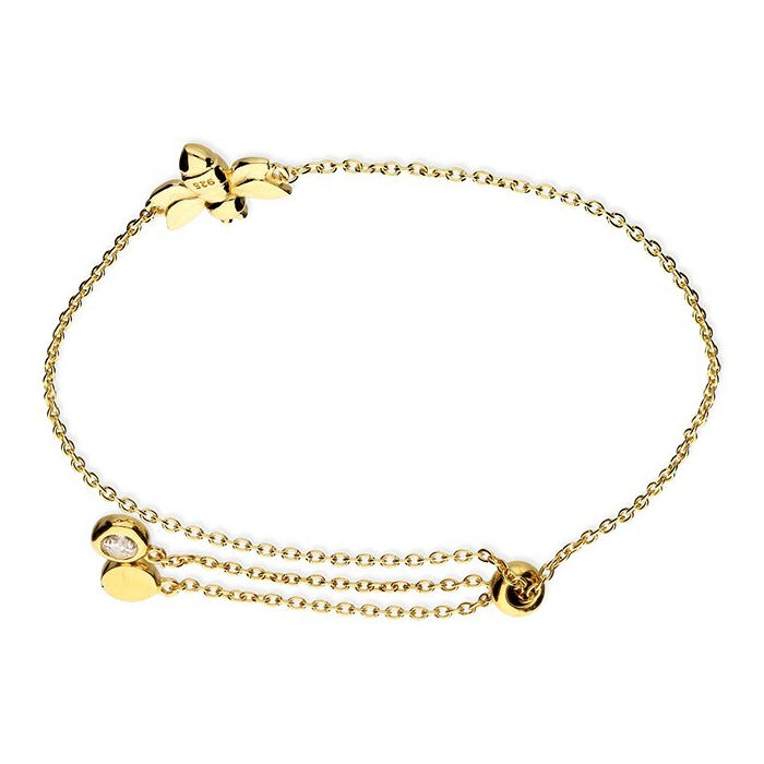 Gemstone Charm Bee Bracelet 18ct Gold On Sterling Silver Hallmarked British Made