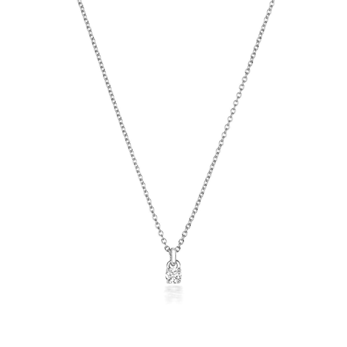 1 Natural Diamond 4 Claw Necklace 18ct White Gold Hallmarked British Made