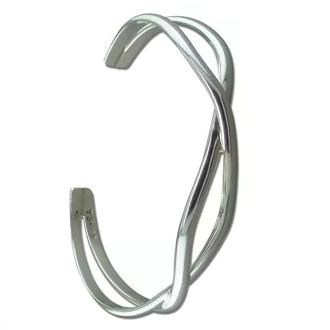Interwoven Solid Bangle Sterling Silver 925 Hallmarked British Made Brand New