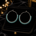 Amazonite Beaded Hoop Earrings Sterling Silver 925 Hallmarked Brand New Boxed