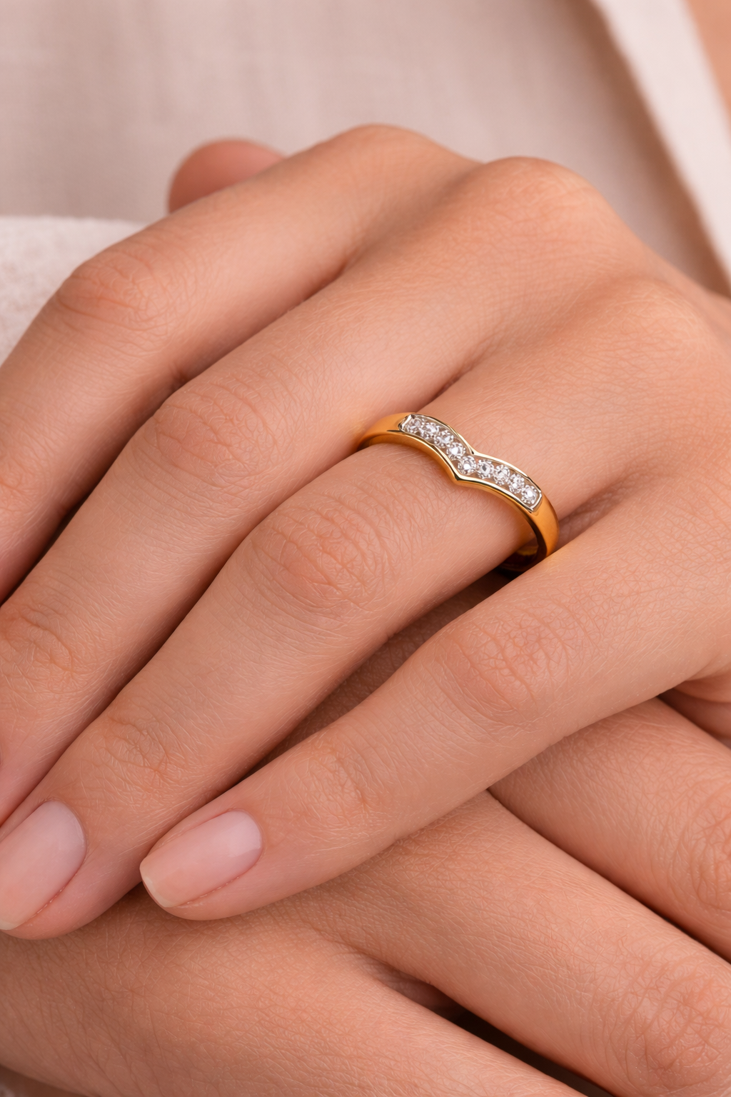 Gold Gemstone Wishbone Ring 9ct Yellow Gold Hallmarked Sizes J - R
