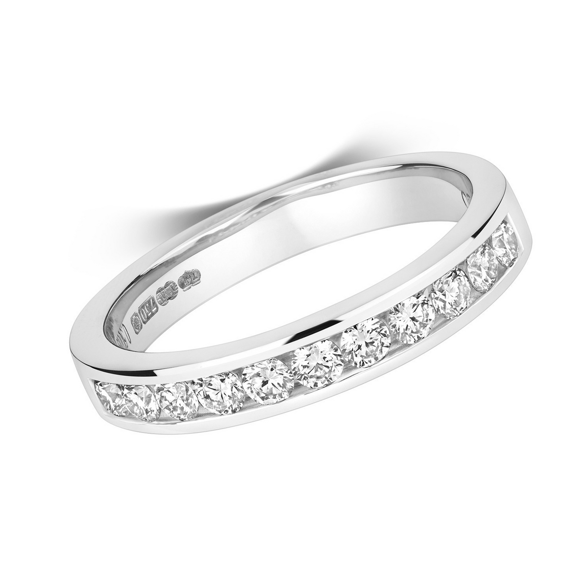 Channel Set Natural Diamond Eternity Ring 18ct White Gold Hallmarked Sizes J-Q