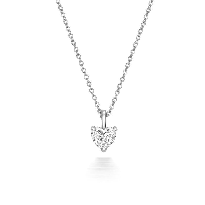 1 Natural Diamond Heart Necklace 18ct White Gold Hallmarked British Made