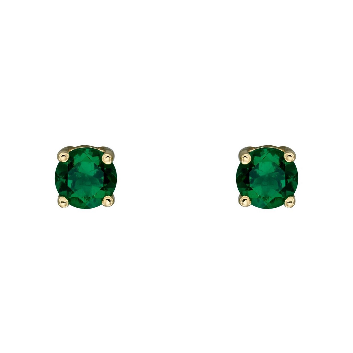Natural Emerald May Stud Earrings 9ct Yellow Gold 375 Hallmark British Made