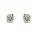 Elongated Aquamarine Stud Earrings 9ct Yellow Gold 375 Hallmarked British Made