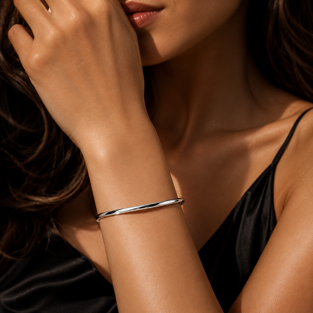Tapered Hollow Bangle Sterling Silver 925 Hallmarked British Made Brand New