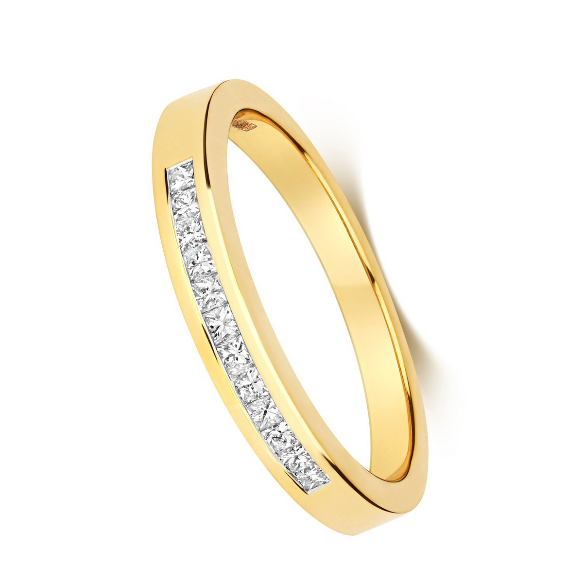 12 Natural Diamond Channel Set Ring 18ct Yellow Gold Hallmarked Sizes J - Q