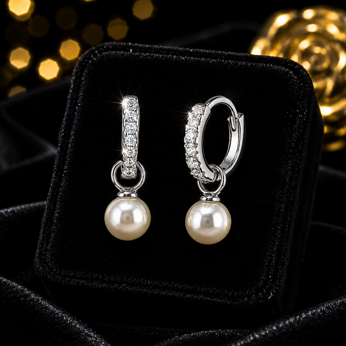 Pearl & Diamond Drop Earrings Sterling Silver 925 Hallmarked Brand New Boxed
