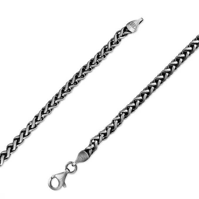 Oxidised Gents Solid Sterling Silver Rope Chain Bracelet 925 Hallmarked
