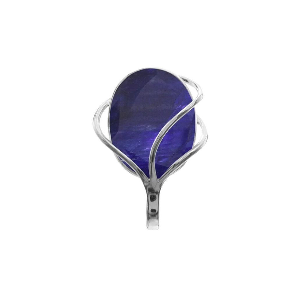 Oval Vined Sapphire Pendant Sterling Silver 925 Hallmarked All Chain Lengths