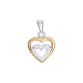 2 Tone Heart Pendant 9ctGold Plated Hallmarked British Made All Chain Lengths