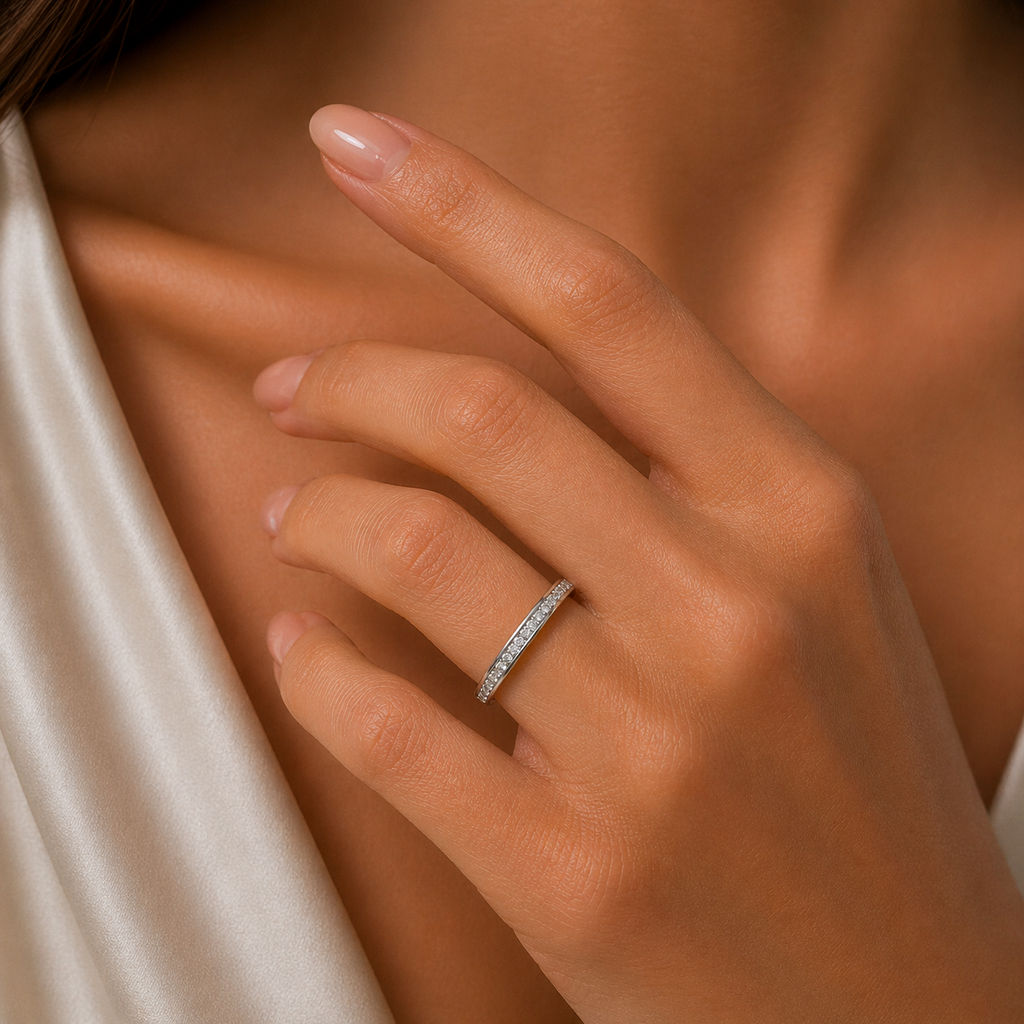 Eternity Ring 9ct White Gold Band Hallmarked Sizes J - T