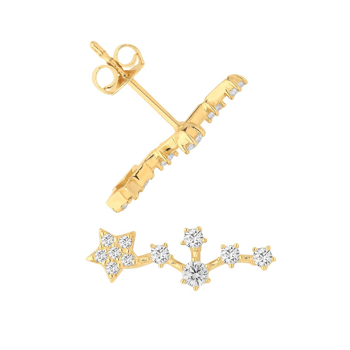 Scatter Star Stud Earrings 9ct Yellow Gold 375 Hallmarked Brand New Boxed