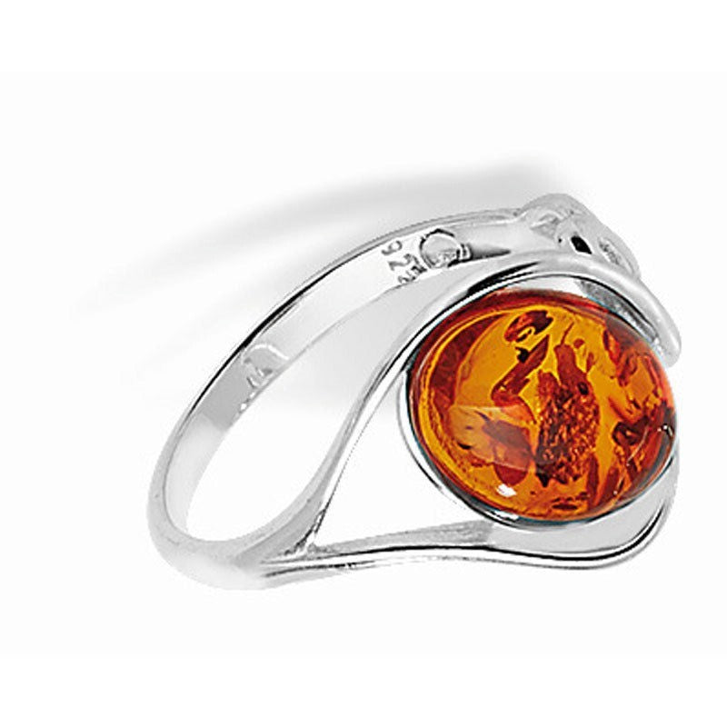 Timeless Oval Amber Ring Sterling Silver 925 Hallmarked Sizes J - R British Made