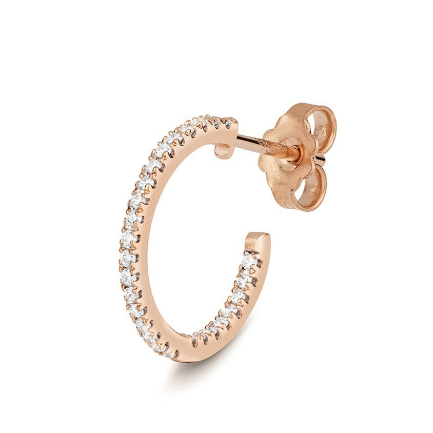 12mm Natural Diamond Hoop Earrings 18ct Rose Gold Hallmarked British Made