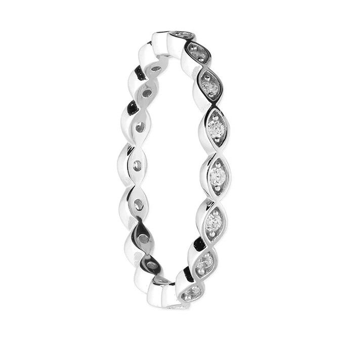 Marquise Eternity Ring Sterling Silver 925 Hallmarked British Made Size L - Q