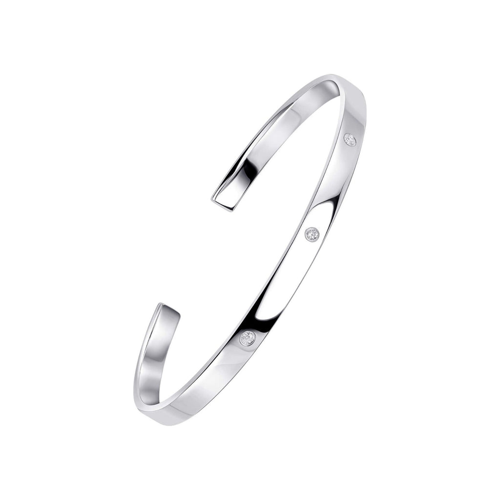 Zircon Torque Bangle Sterling Silver 925 Hallmarked British Made Brand New Boxed