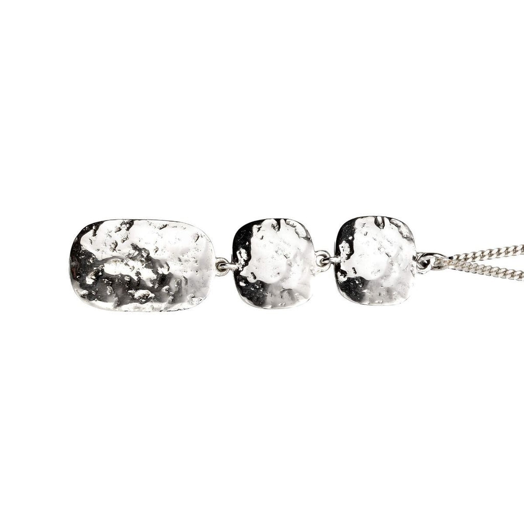 Triple Drop Hammered Pendant Sterling Silver 925 Hallmarked All Chain Lengths